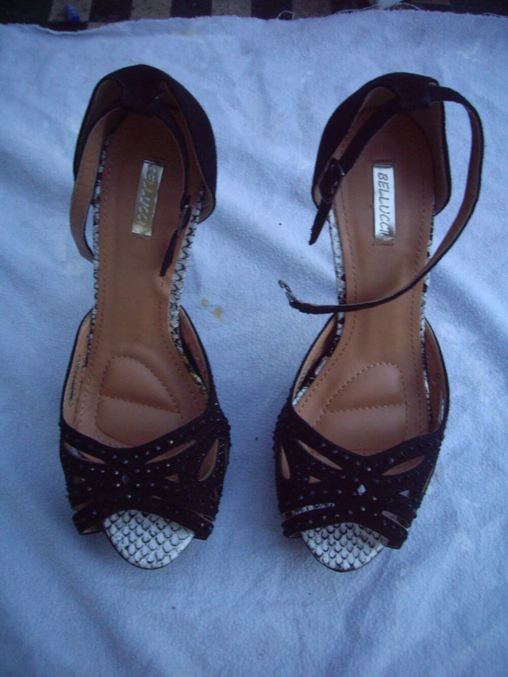 Sandales Noir Python talons 13 cm pt 38-neuves Chaussures