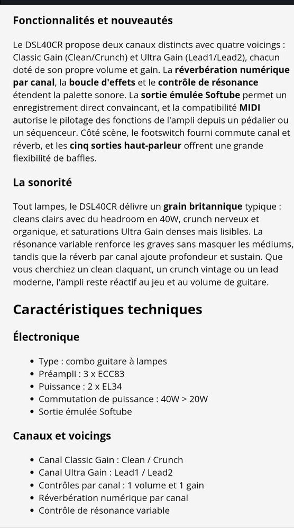 Ampli MARSHALL DSL40CR Instruments de musique