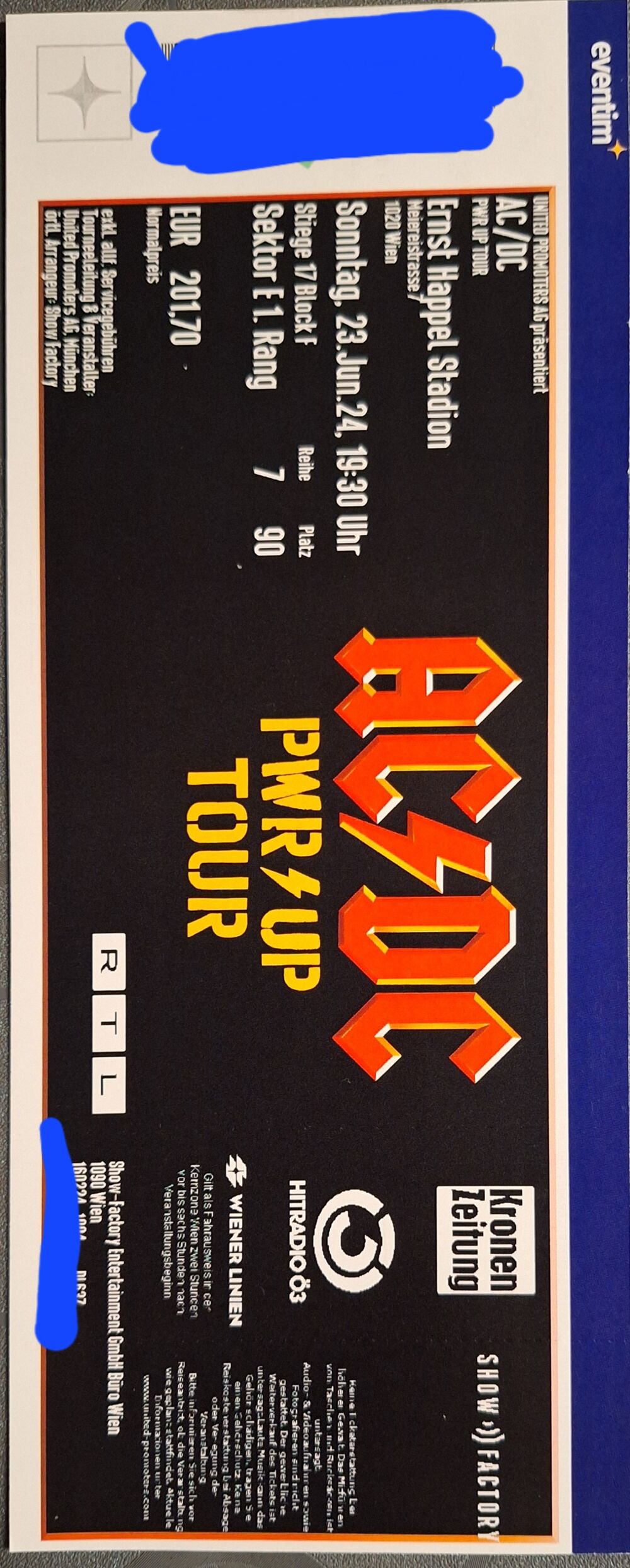 2 places cat&eacute;gorie 1 concert AC / DC Vienne 23 juin Billetterie