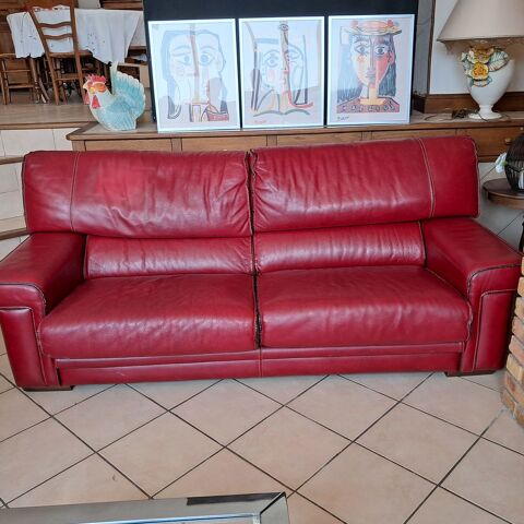 Canap cuir rouge 100 Romilly-sur-Seine (10)