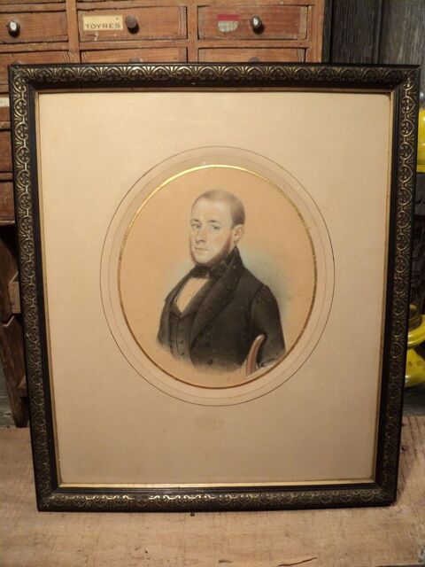 Tableau Dessin Pastel Portrait d'Homme Louis Philippe XIXème 100 Paris 16 (75)