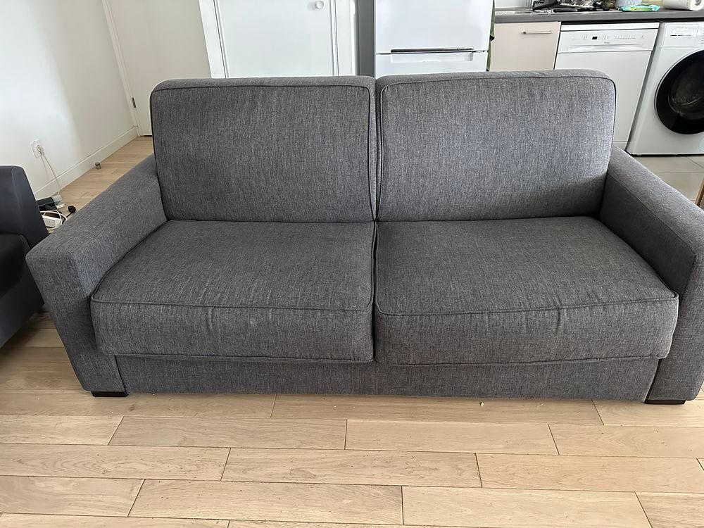Canapé Convertible Vintage Années 80 – 3 Places, Motif Multi-cam, Tissu Et Bois.