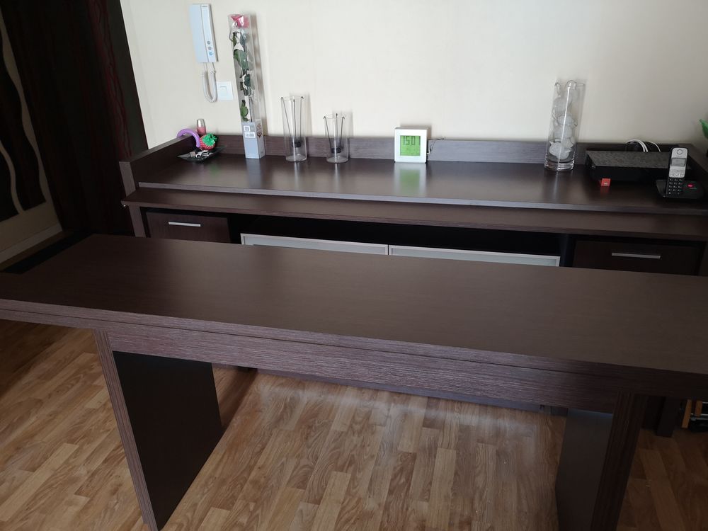 Buffet avec table escamotable couleur weng&eacute; Meubles