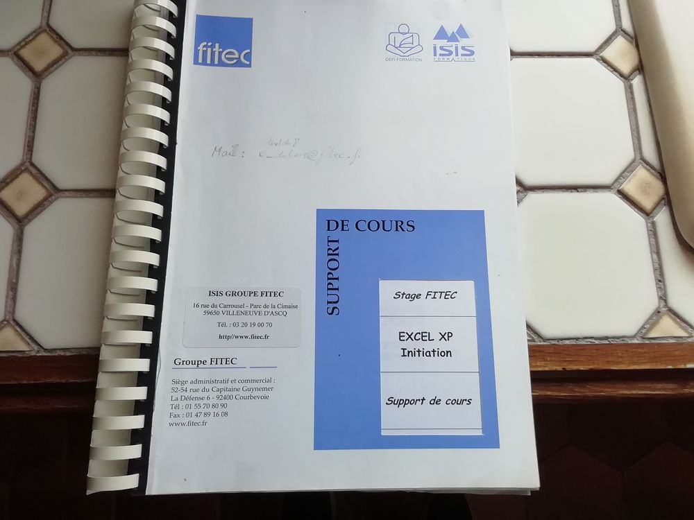 Cahier initiation EXEL XP stage FITEC Matériel informatique