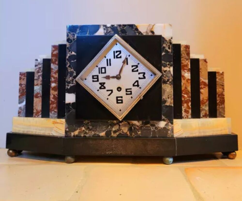 Pendule ancienne Horloge vintage ann&eacute;es 20 30 Art D&eacute;co Meubles