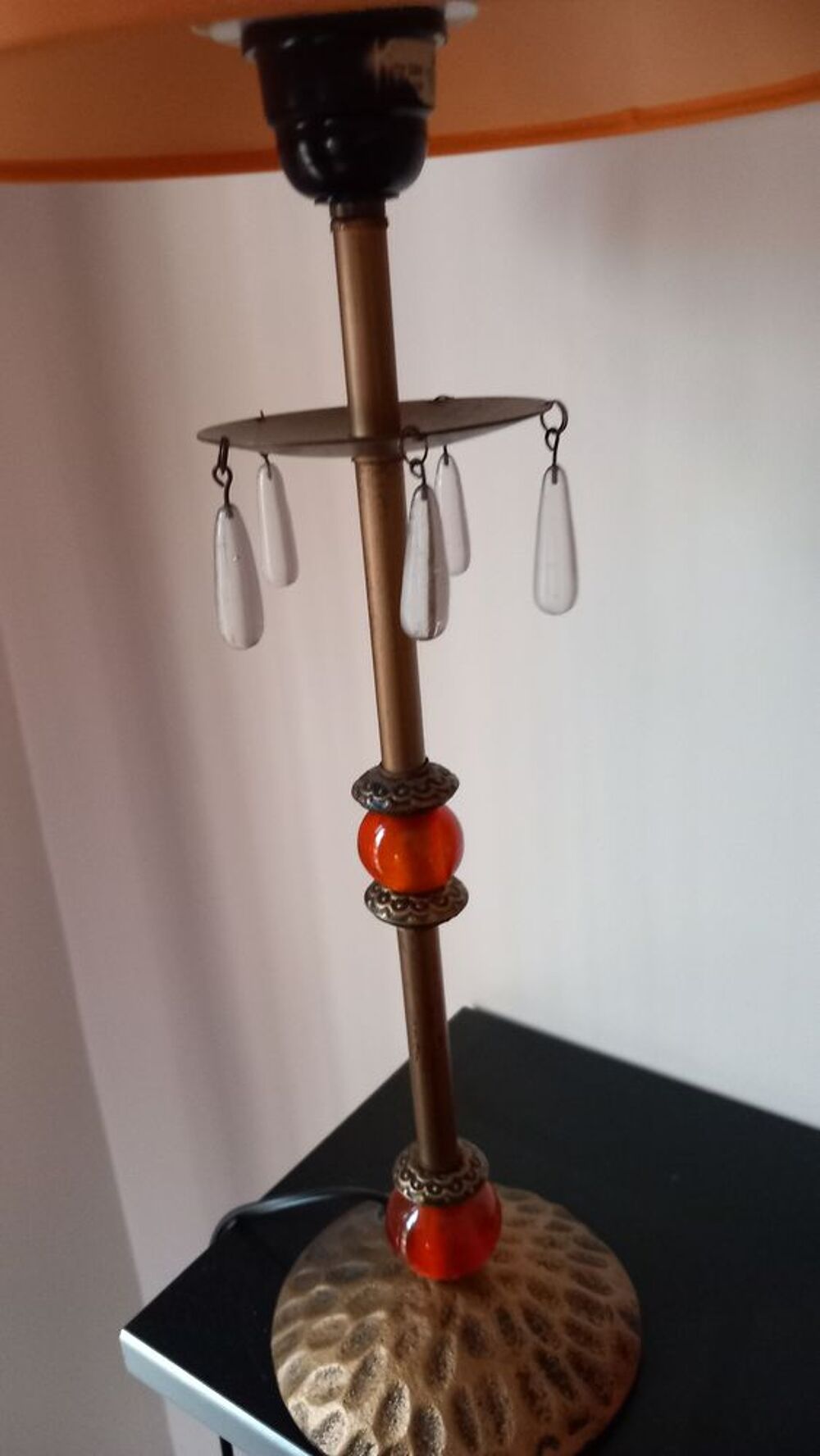 Lampe &agrave; poser orange vintage, pied d&eacute;coratif Décoration