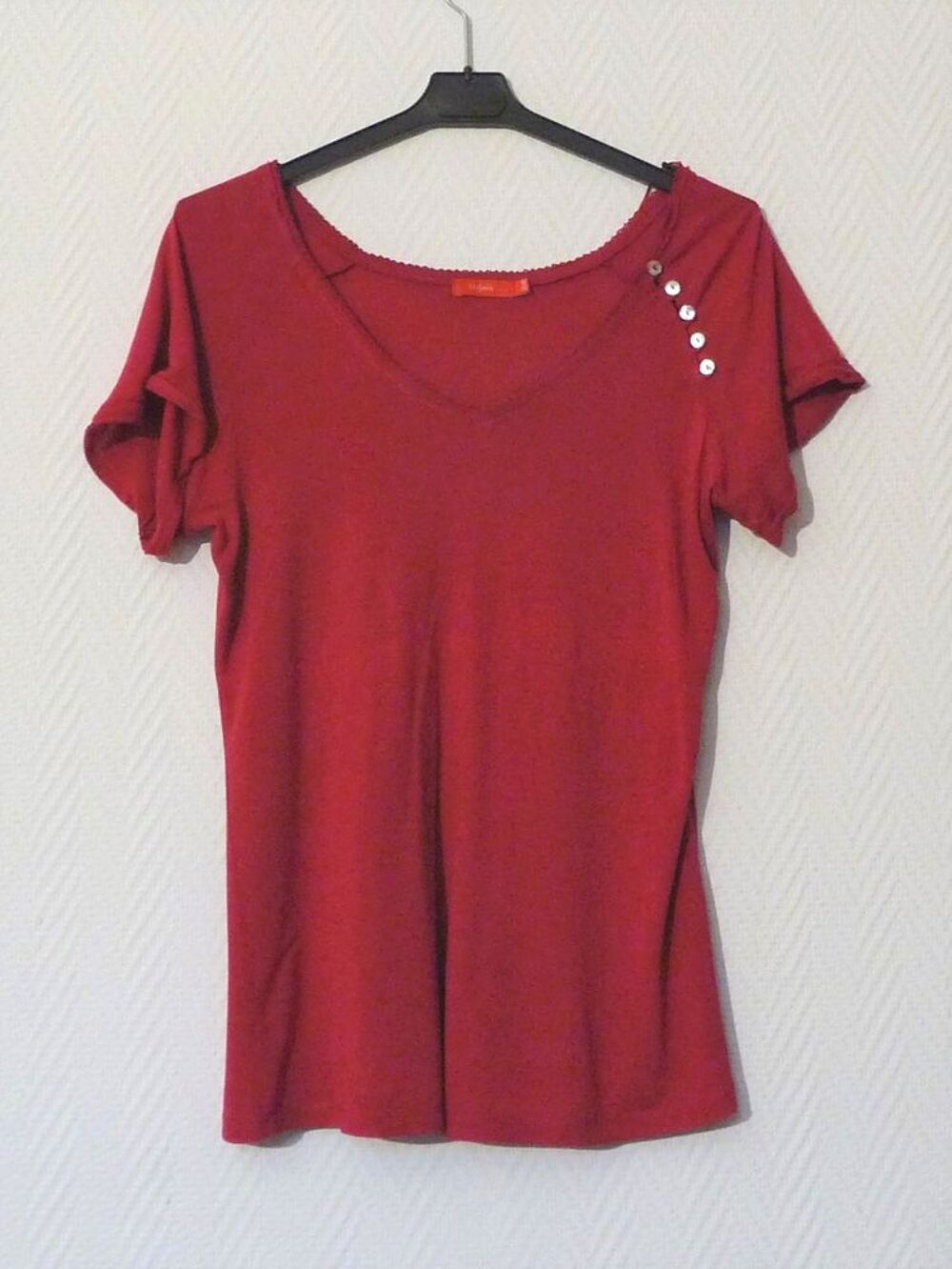 Top / Tee Shirt Rose Fuchsia &agrave; Manches Courtes- Tissaia Vêtements