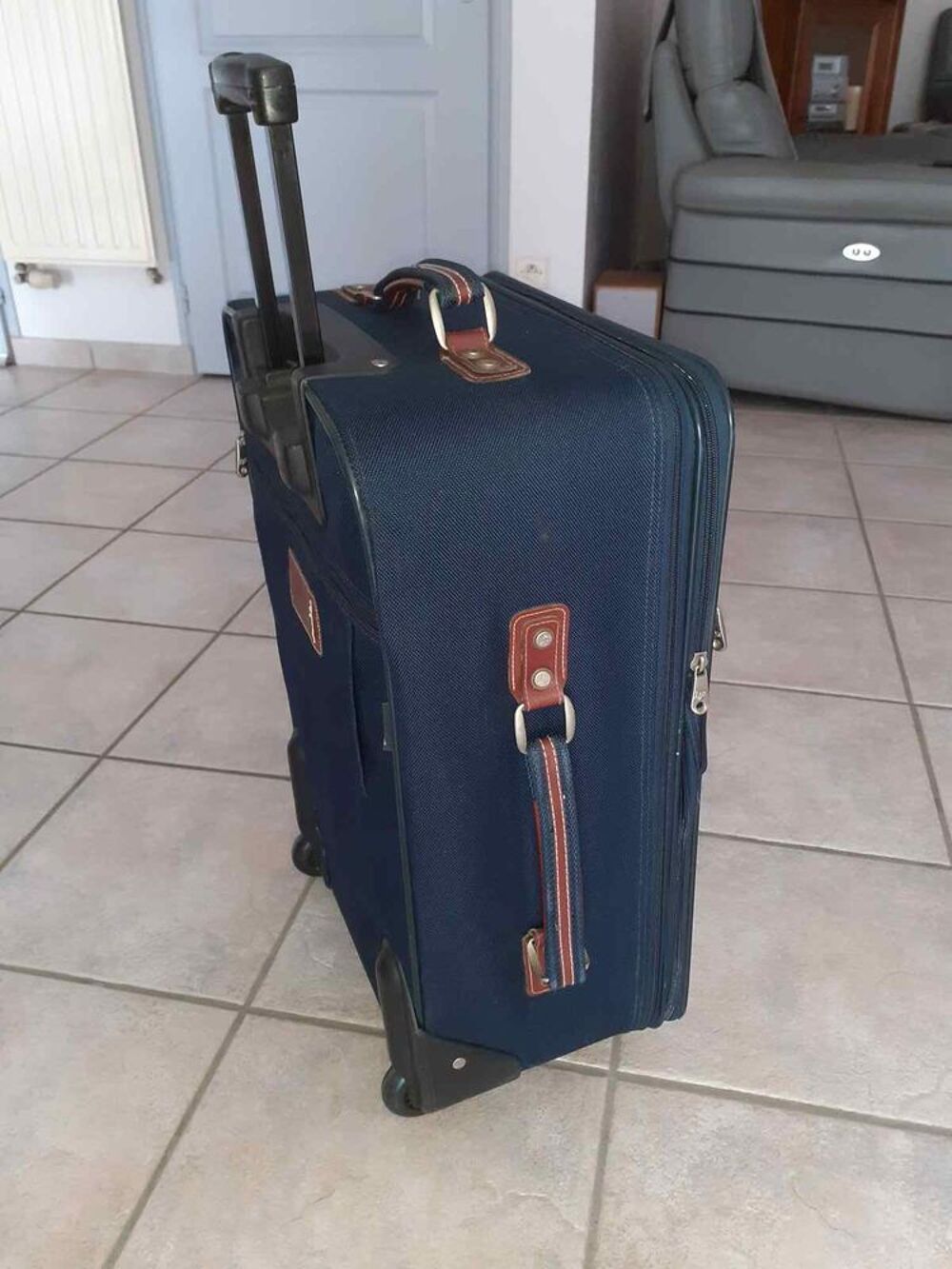 2 Valises LYS Paris en tissu bleu marine Maroquinerie