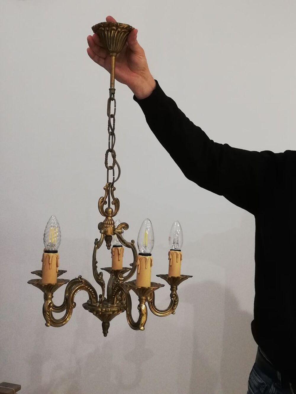 Lustre R&eacute;gence Louis XIV Bronze v&eacute;ritable France Décoration