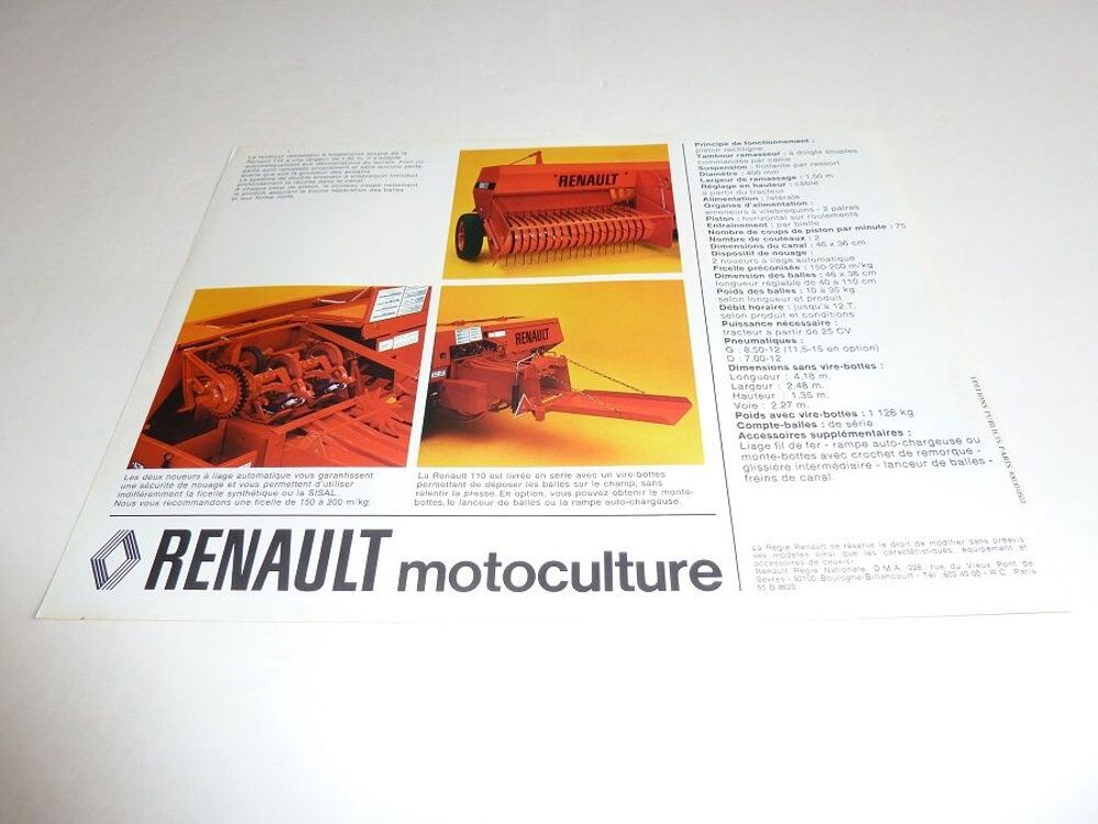 Prospectus presse ramasseuse RENAULT 110 