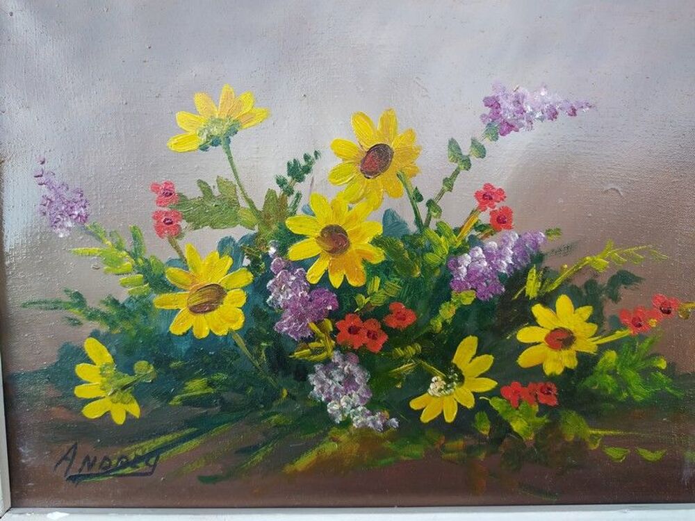 Ancien Tableau Nature Morte Bouquet de Fleurs Sign&eacute; Andrey
Décoration