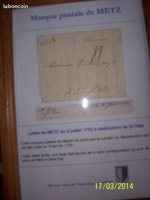 Une lettre de Metz de l'anne 1762 (collection) 479 Trmery (57)