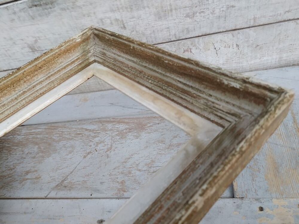 Ancien Cadre Bois Sculpt&eacute; Moulure Droite Format 3F Décoration