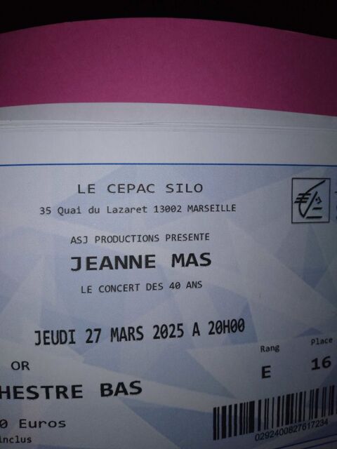 Billet concert Jeanne Mas 60 Marseille 3 (13)