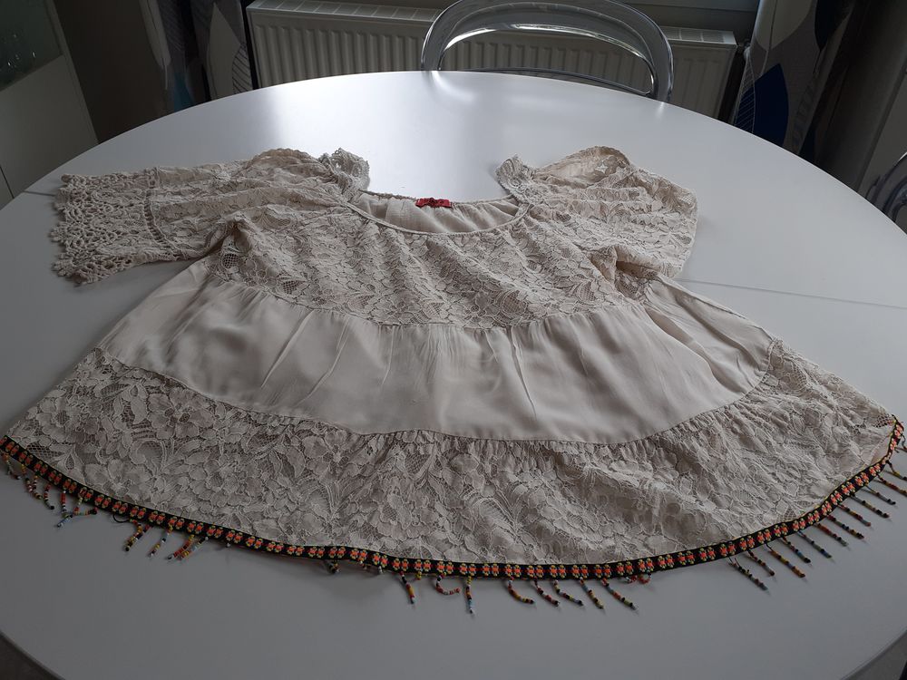 TUNIQUE courte doubl&eacute;e &eacute;crue "PINKA Italie Vêtements