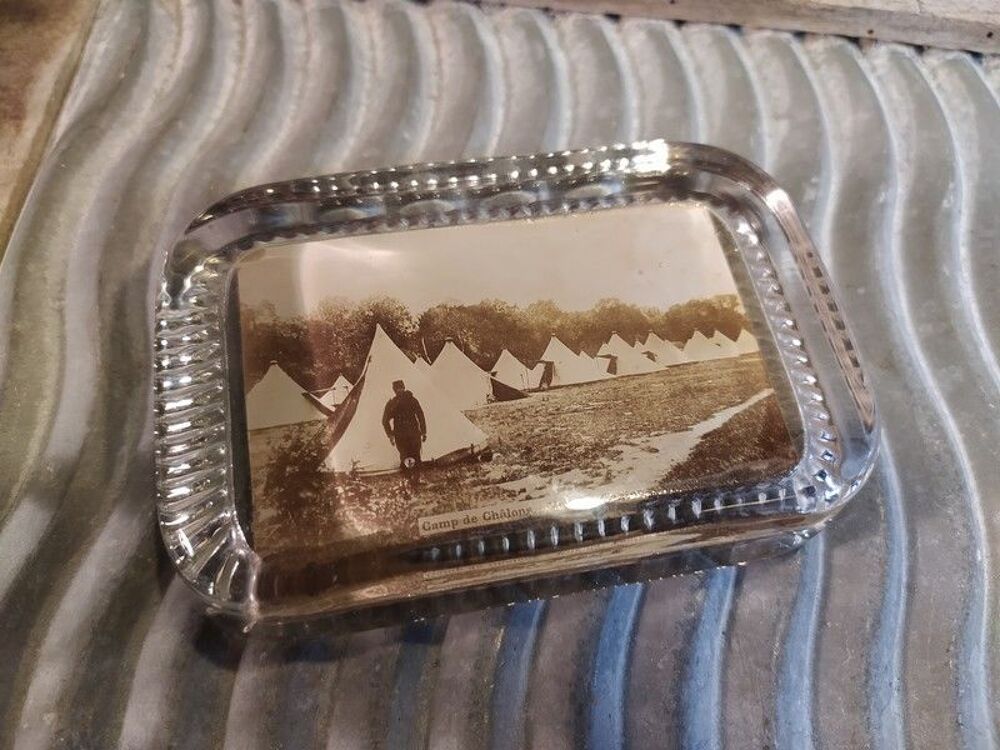 Presse Papier Verre Militaire Ch&acirc;lons Mourmelon 14-18 
