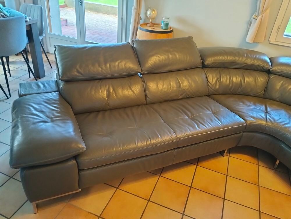 Canap&eacute; d'angle cuir gris Meubles