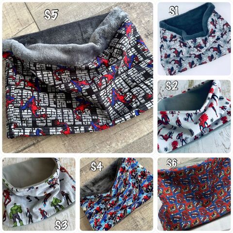 Snood enfant cache cou enfant Spiderman plusieurs taille de disponible Collection Ateliersdisa 11 Villiers-sur-Marne (94)
