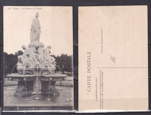 Timbres-CPA-carte postale- NMES (30) La fontaine de Pradier 3 Lyon 5 (69)