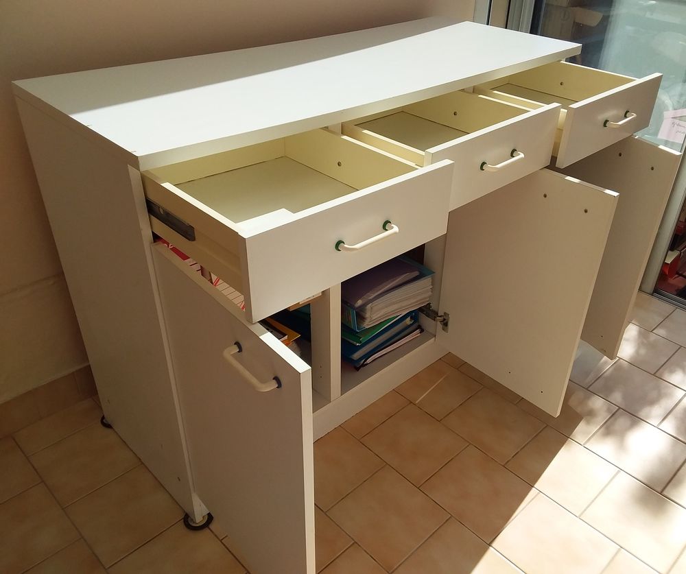 MEUBLE BAS DE CUISINE bois m&eacute;lamin&eacute; BLANC Meubles