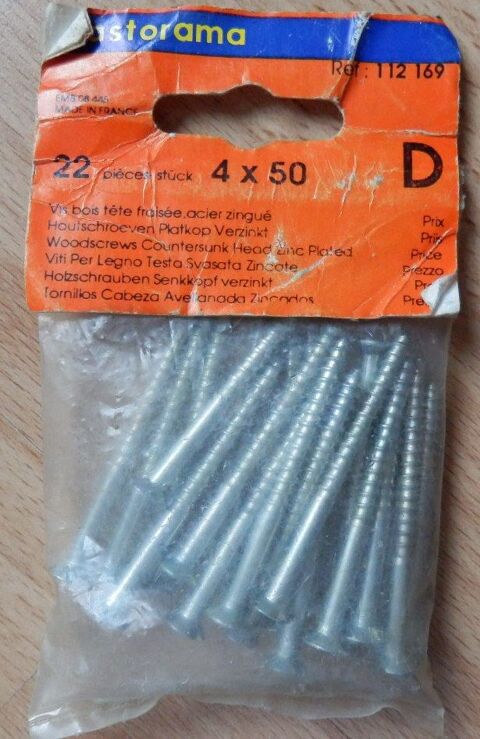 Vis (22) bois t�te frais�e fendue � 4 x 50 mm : NEUVE 2 �vry (91)