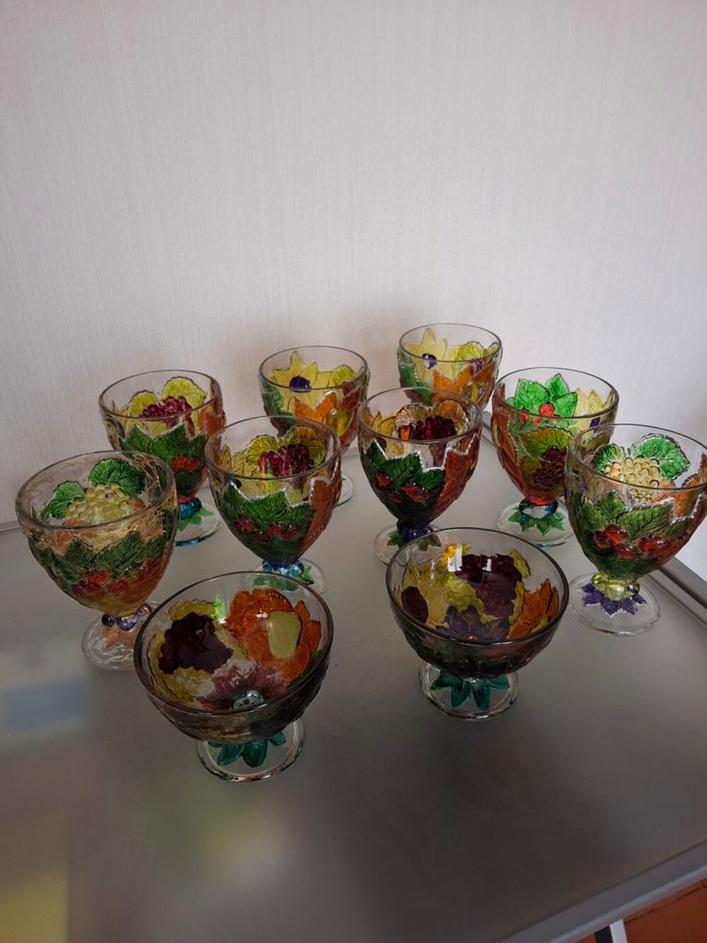 10 coupes &agrave; dessert peint main Décoration