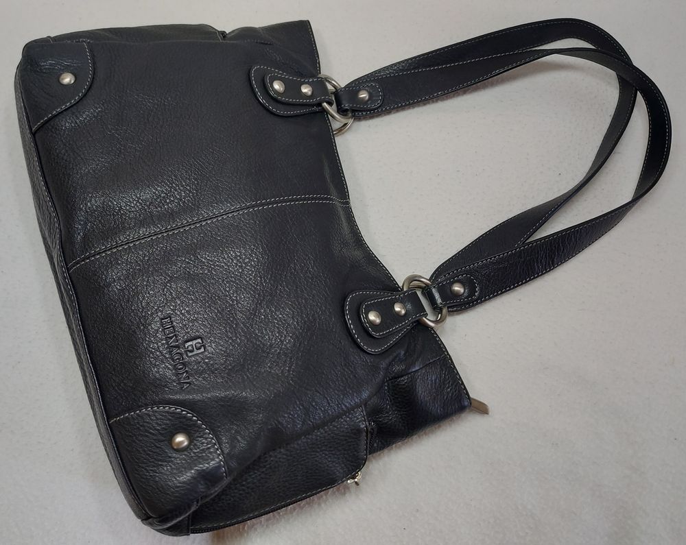 Hexagona Grand Sac &agrave; Main en Cuir de Vachette Noir Haut 21 Maroquinerie
