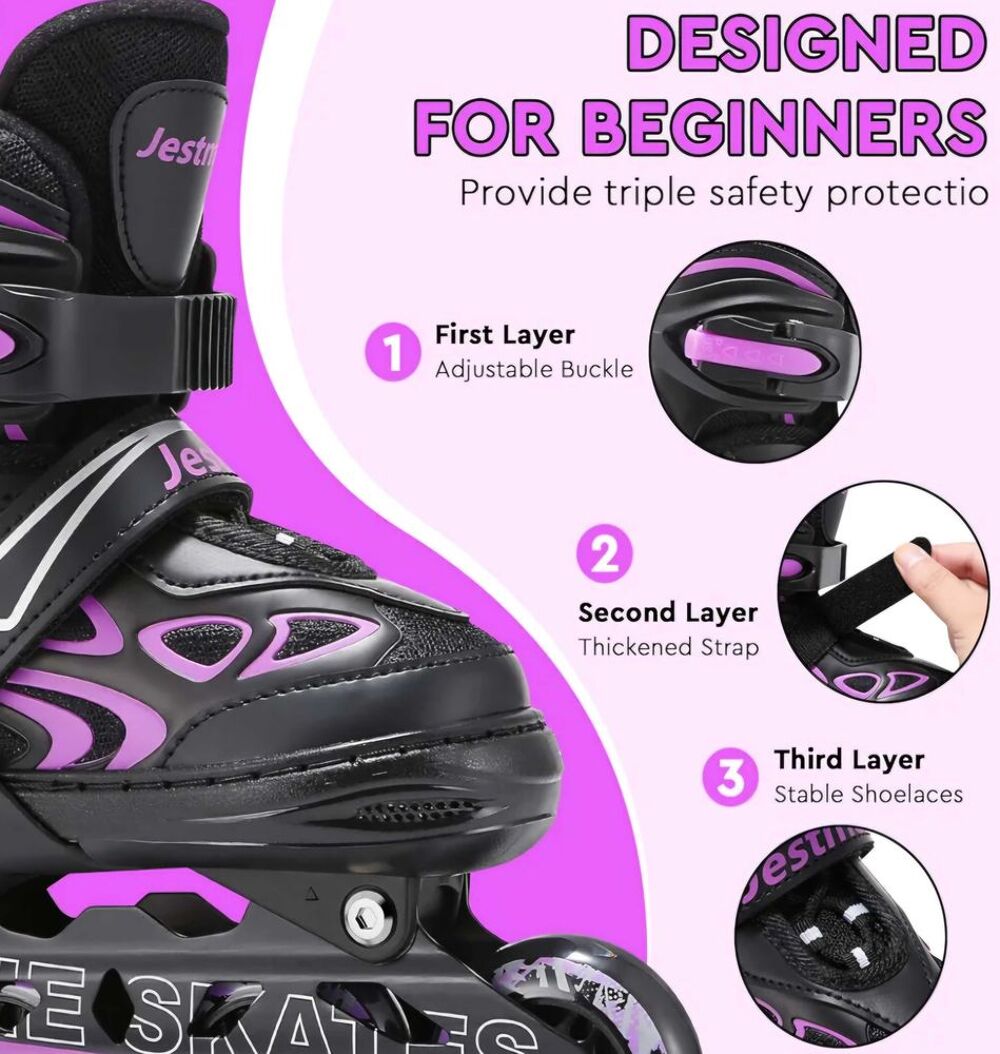 Rollers en Ligne taille 28 -32 R&eacute;glable Enfants avec 8 Roues Lumineuses Jeux / jouets