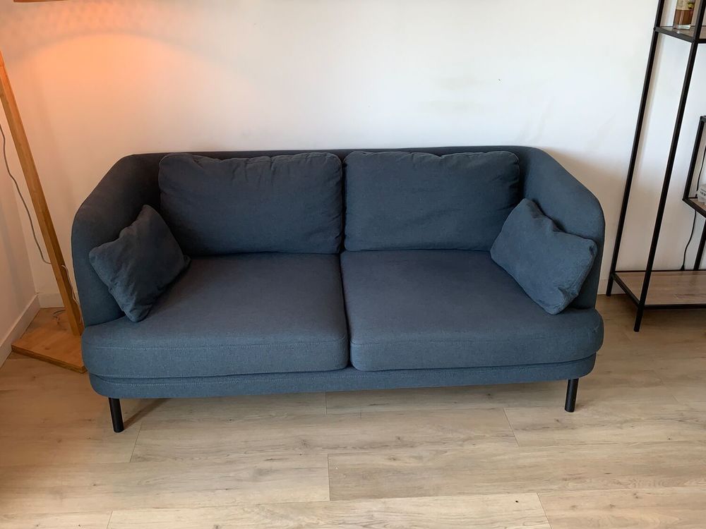 Canap&eacute; 2 places scandinave bleu marine - Bon &eacute;tat Meubles