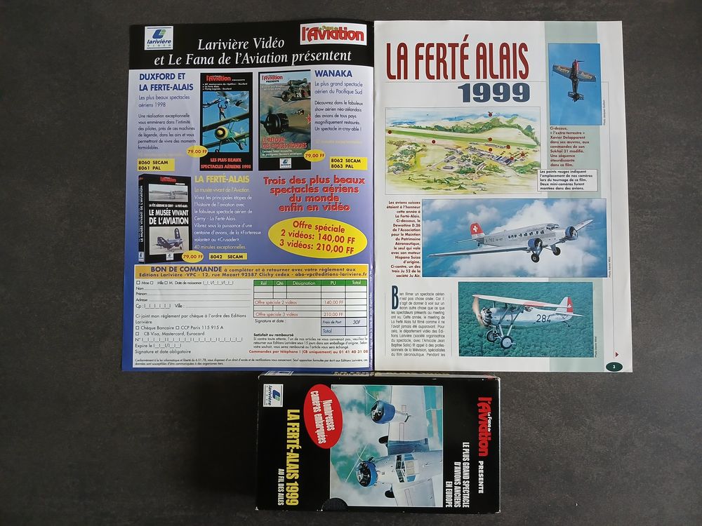 CASSETTES K7 L'AVIATION LA FERTE-ALAIS 1999 AU FIL DES AILES Photos/Video/TV