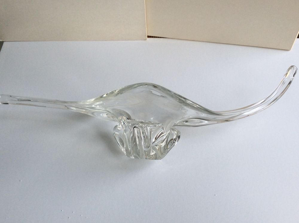 Coupe &agrave; fruits verre moul&eacute; forme allong&eacute;e L 50 cm Décoration