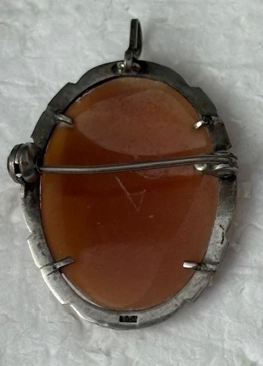 Broche Pendentif ancien CAMEE monture en ARGENT poin&ccedil;on Bijoux et montres
