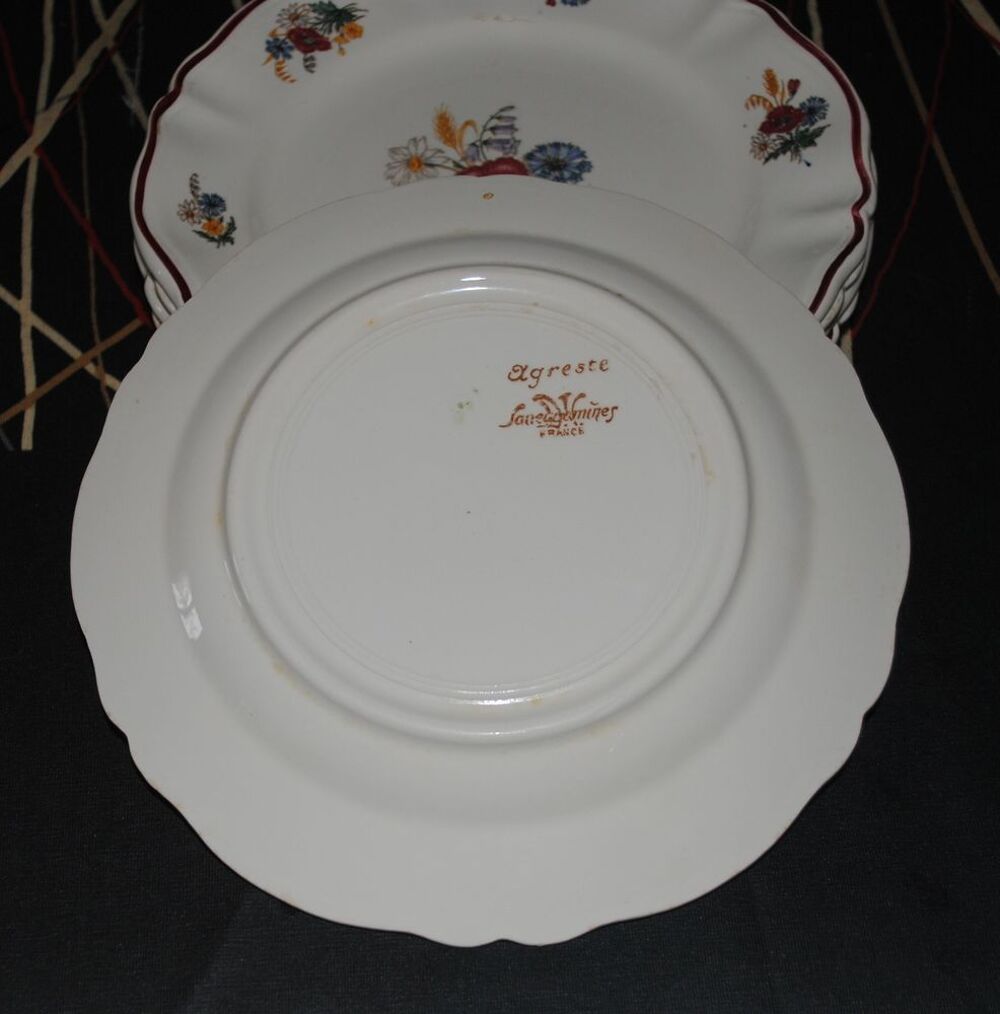 Assiettes &agrave; desserts Fa&iuml;ence Sarreguemines Agreste Décoration