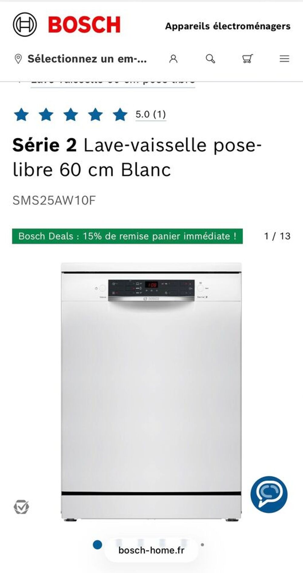 Lave vaisselle Bosch S&eacute;rie 2 - achet&eacute; en Avr 2026 ? Garantie Electroménager