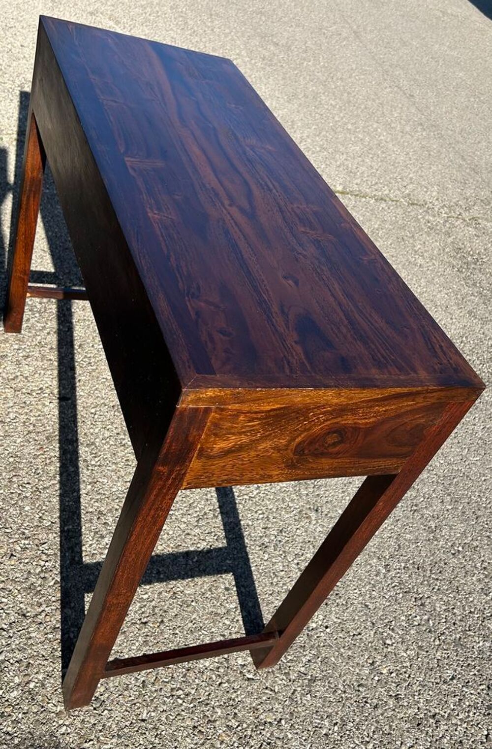 Bureau bois massif fonc&eacute; deux tiroirs Meubles