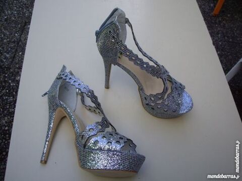 Escarpins Gris Argent�s crois�s � talons 13 cm pt 38-neufs 15 Bouxwiller (67)