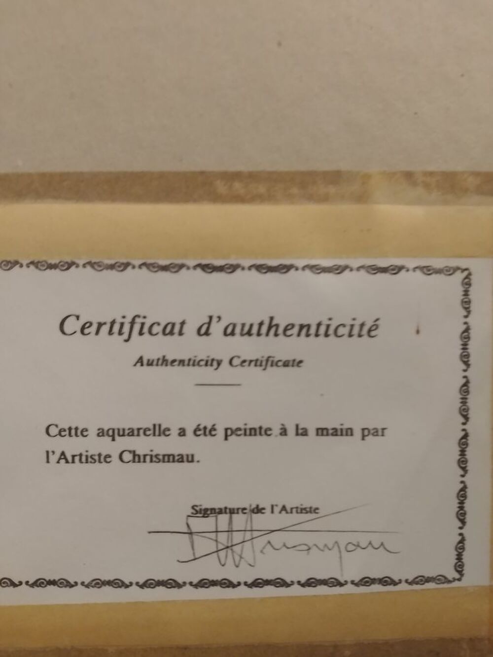 Aquarelle Proven&ccedil;ale de Chrismau avec certificat d'authenti Décoration