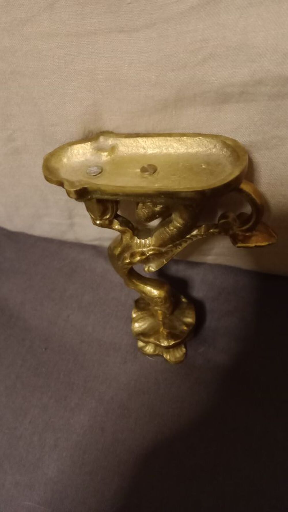 Bougeoir ancien en laiton XIX si&egrave;cle Décoration