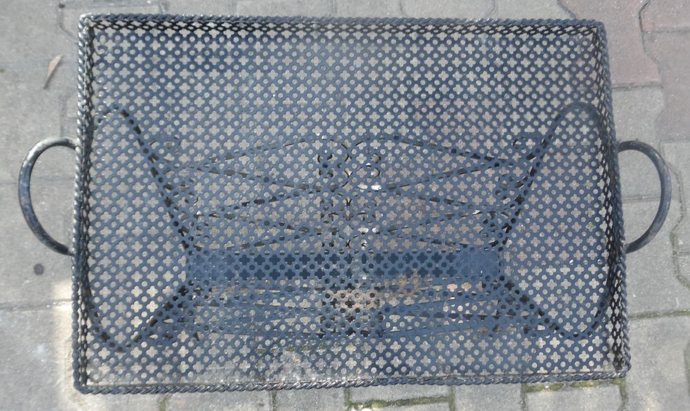 Porte revue-table m&eacute;tallique noir avec plateau Dcoration