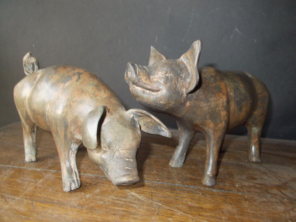 Statue cochon bronze Décoration