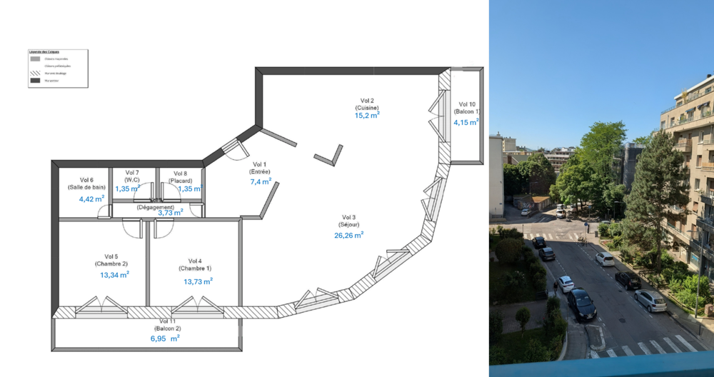 Vente Appartement T3 86 m² - Climatisation - 2 balcons - Ascenseur Grenoble