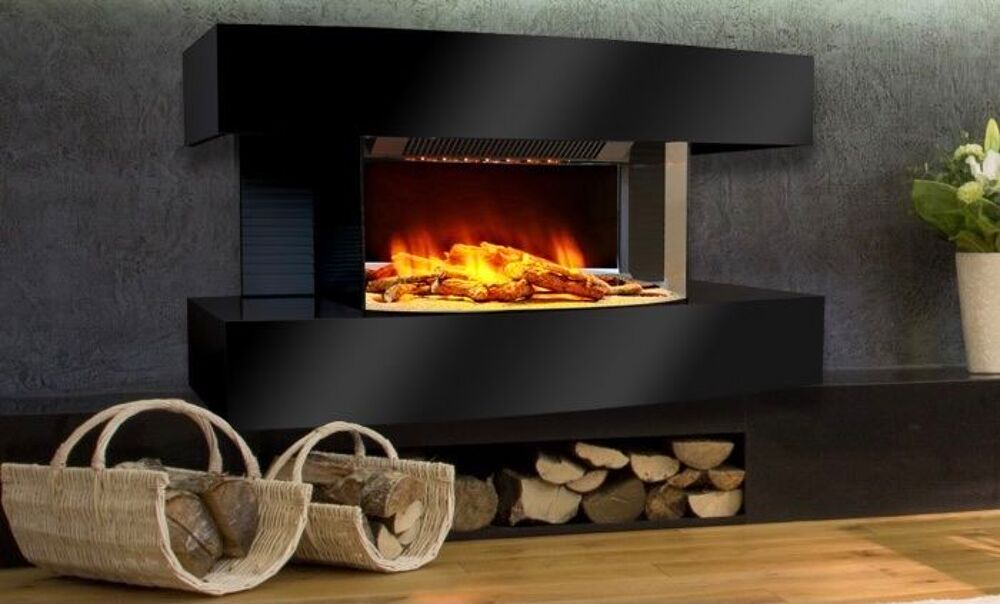 Chemin&eacute;e d&eacute;corative &eacute;lectrique murale design Lounge 120cm noire - Marque Chemin?arte neuve dans son emballage, jamais servie. Décoration