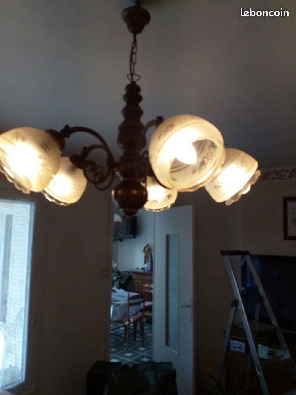 lustre bois et verre Décoration