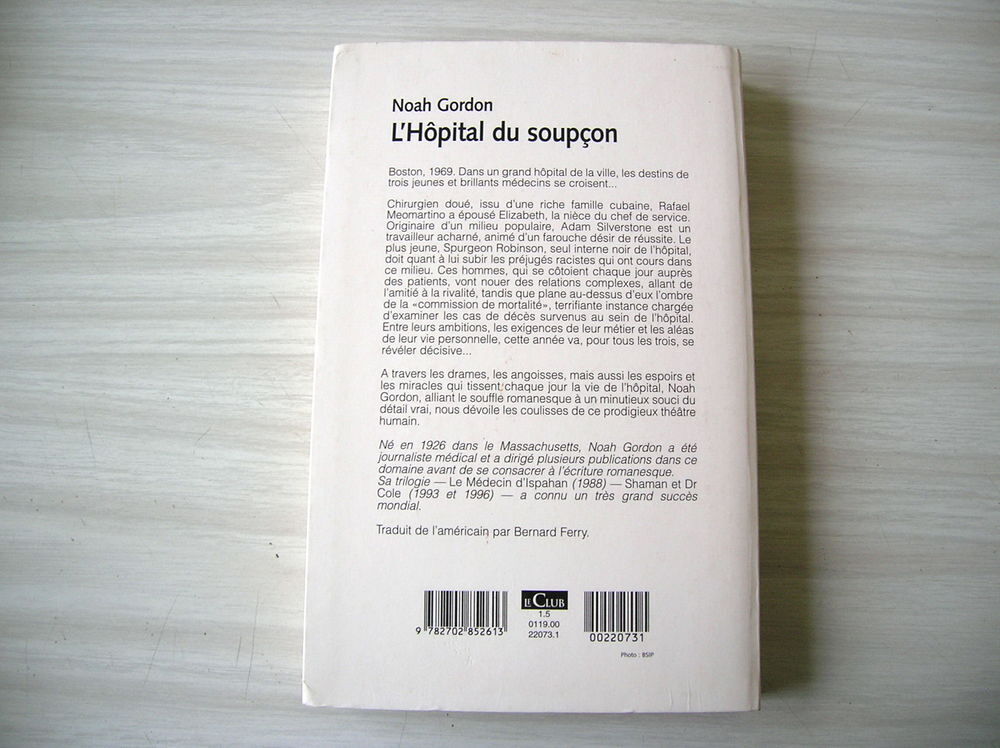 L'HOPITAL DU SOUPCON Noah GORDON Livres et BD