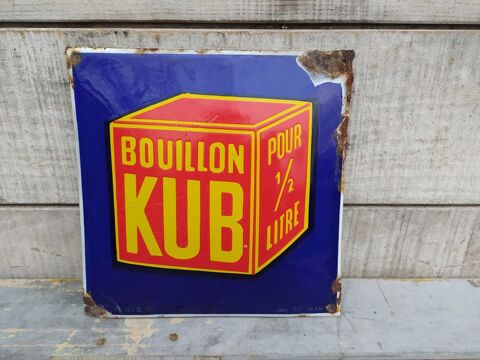 Ancienne Plaque Émaillée Bouillon KUB Émail Jean 350 Loches (37)