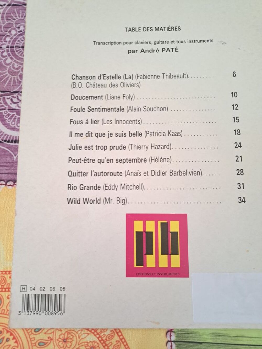 2 partitions musique pour clavier Instruments de musique