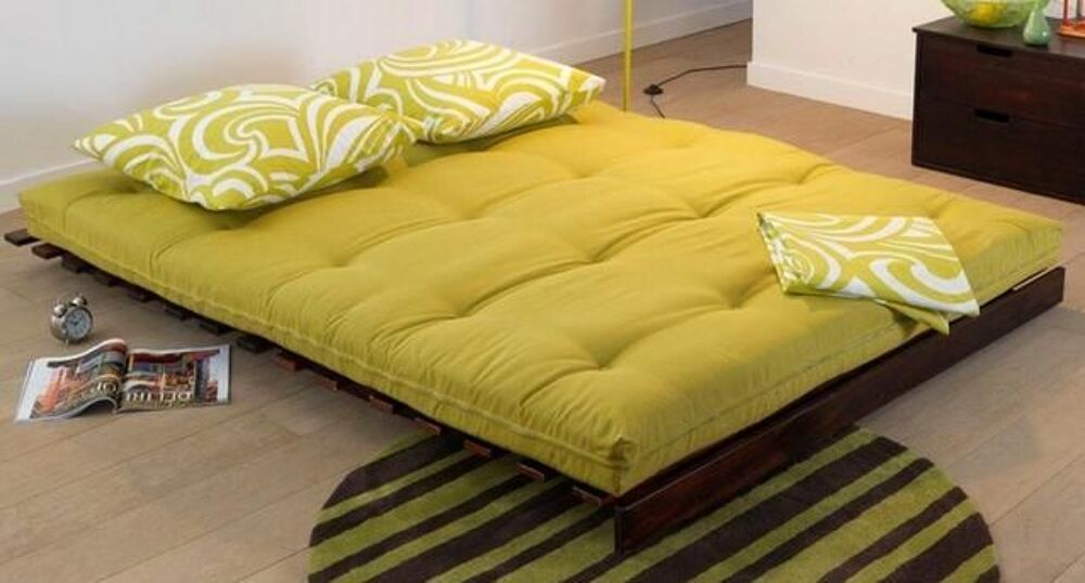 BANQUETTE-LIT bois clair vernis mont&eacute;e 140 cm Meubles