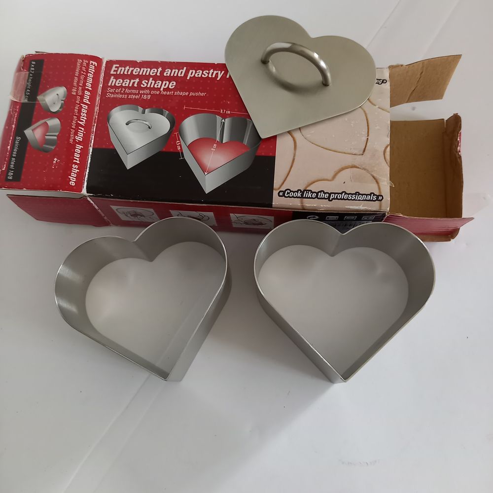 Ensemble de 2 moules en forme de coeur, en inox 18/8 Bricolage
