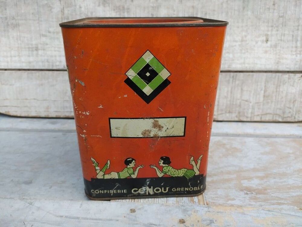 Ancienne Boite T&ocirc;le Publicitaire CENOU Confiserie 1930
