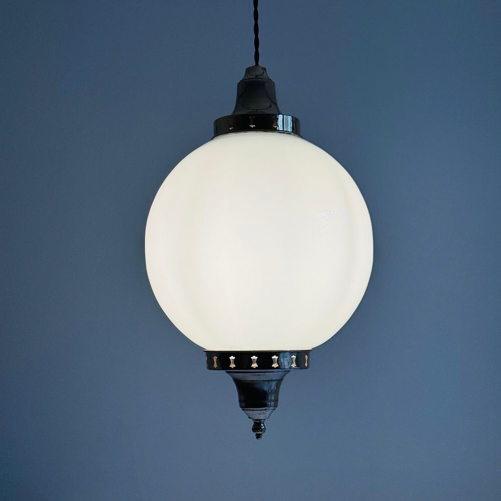 Ancienne SUSPENSION EN OPALINE 23 CM XL vintage Décoration